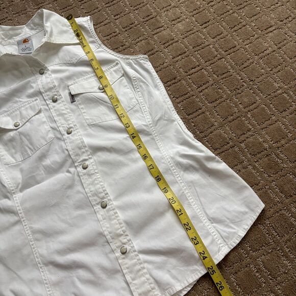 Carhartt Pearl Snap Vest Shirts Women's S White Sleeveless Western Cowgirl Rodeo - Picture 7 of 8